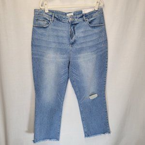 Loft Women's Size 33 Jeans The Straight Crop High Rise Curvy Tall Distressed